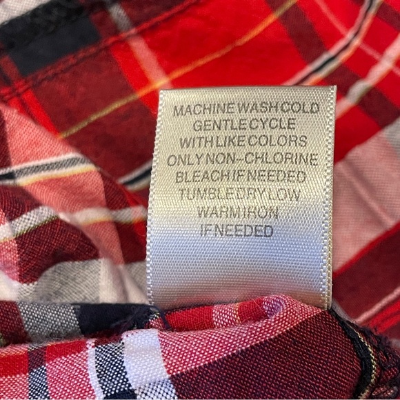 Vintage 90’s Christopher & Banks Red Plaid Zip Up Front Shirt Vest Size Large - Picture 11 of 11